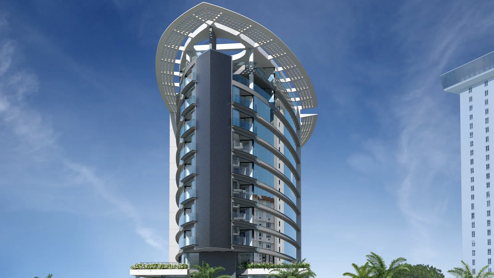 OPUS Miramar tower exterior, architectural rendering published by ARK Real Estate